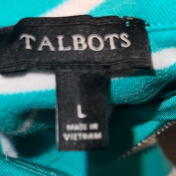 Talbots Green and White Sheath Dress Sleeveless Cowl Neck Midi size Large - Picture 9 of 10